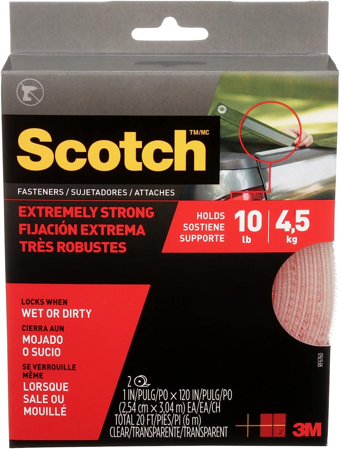 230527223527718_1 Scotch Extreme Fasteners, 1" x 10', Clear (RF6760) 2 Roll/Pack - Image 1
